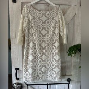 Eliza J Ivory Lace Shift Dress